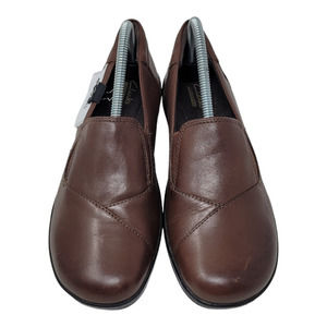 Clarks May Ivy Womens Loafer Brown Leather Wedge Heels Slip On 7M